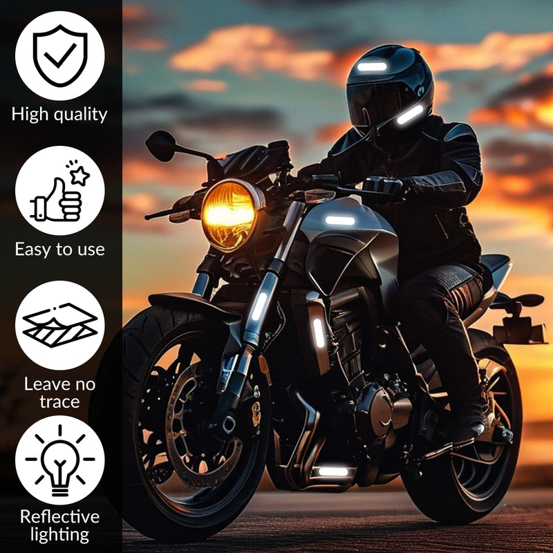 20Pcs Black Reflective Stickers, Motorcycle Helmet Safety Stickers, Night Visibility Safety Reflective Tape for Bicycle, Outdoor (7x1.8cm)