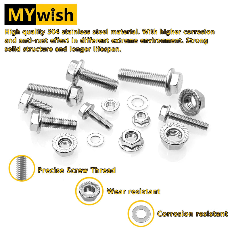 [Australia - AusPower] - M10 x 50mm (10 Sets) M10x1.5 Bolt Flanged Hex Head Nuts and Bolts, M10 Bolt Flange Hexagon Screws with Nuts and Washers, 304 Stainless Steel 18-8 Metric Screw Assortment, DIN 6921, by Mywish Silver-M10 