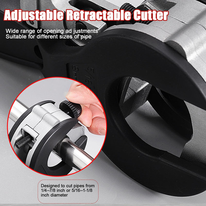 Ratcheting Pipe Cutter Tool,Ratchet-Type Tube Pipe Cutter,One-Hand Fast Pipes Cutting Tool,for Cutting 5/16-1-1/8 Inch Pvc Stainless Steel Copper Aluminium,Quick Cut Ratchet Tubing(Red,1/4"–7/8") 1/4"–7/8" Red