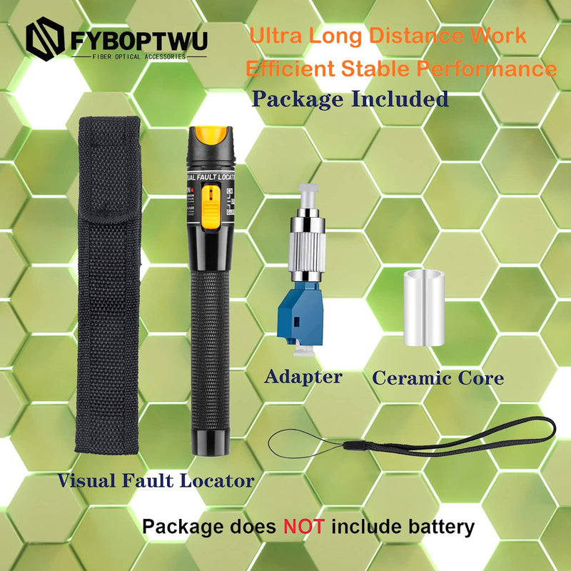 [Australia - AusPower] - 3pc Fiber Optic Visual Fault Locator VFL Fiber Optic Cable Tester with 3pcs Singlemode 9/125um FC Male to LC Female Adapter, Yellow Switch (Mode Number: VFL-50) 3 