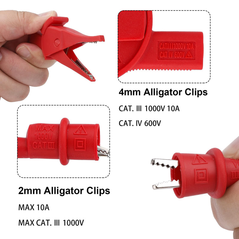 [Australia - AusPower] - 6pcs Multimeter Automotive Test Leads Kit, Banana Plug Test Leads with Needle Probe, Multimeter Leads Kit with 2mm & 4mm Alligator Clips for Digital Electrical Multimeter Testing Set 
