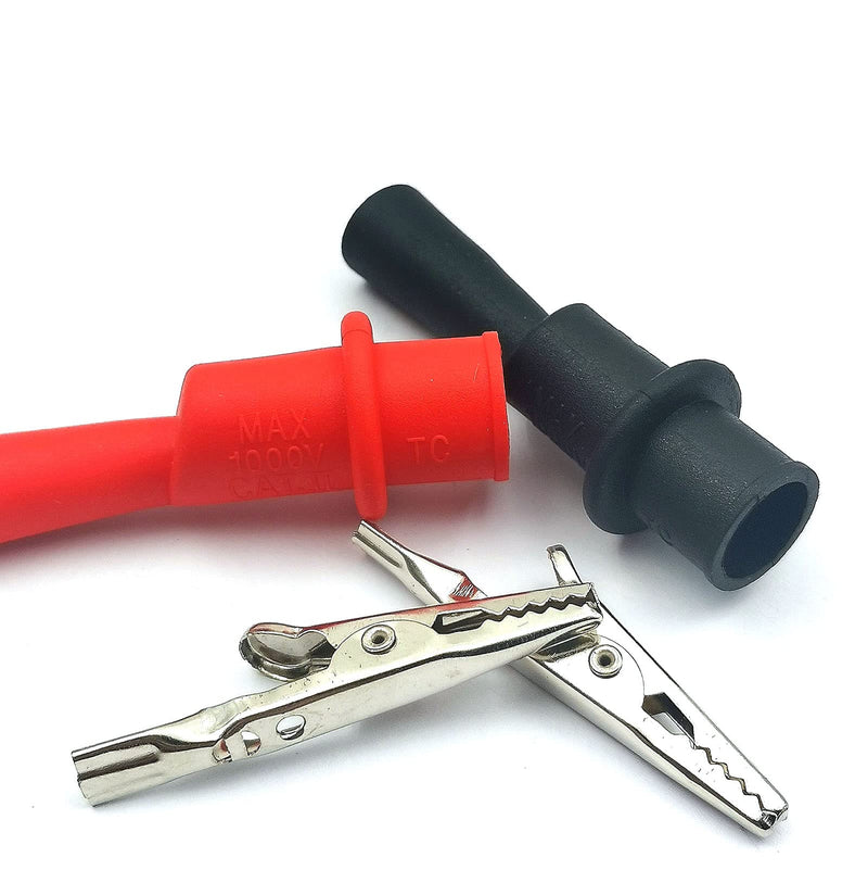 [Australia - AusPower] - FainWan 2 Pair Silicone Alligator Clips Set, Professional 1000V 10A Alligator Clip Test Kit, Banana Test Lead Probe Clip, Test Extension Compatible with Fluke Multimeter Tester Probe HI 