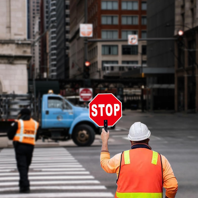 Stop Go Sign with Handle, 13"x13" Aluminum Stop- Go Handheld Traffic Sign- Reflective Double Sided- Fade Resistant- Waterproof Design- Easy to Mount - 2 Pack STOP&GO-2 Pack