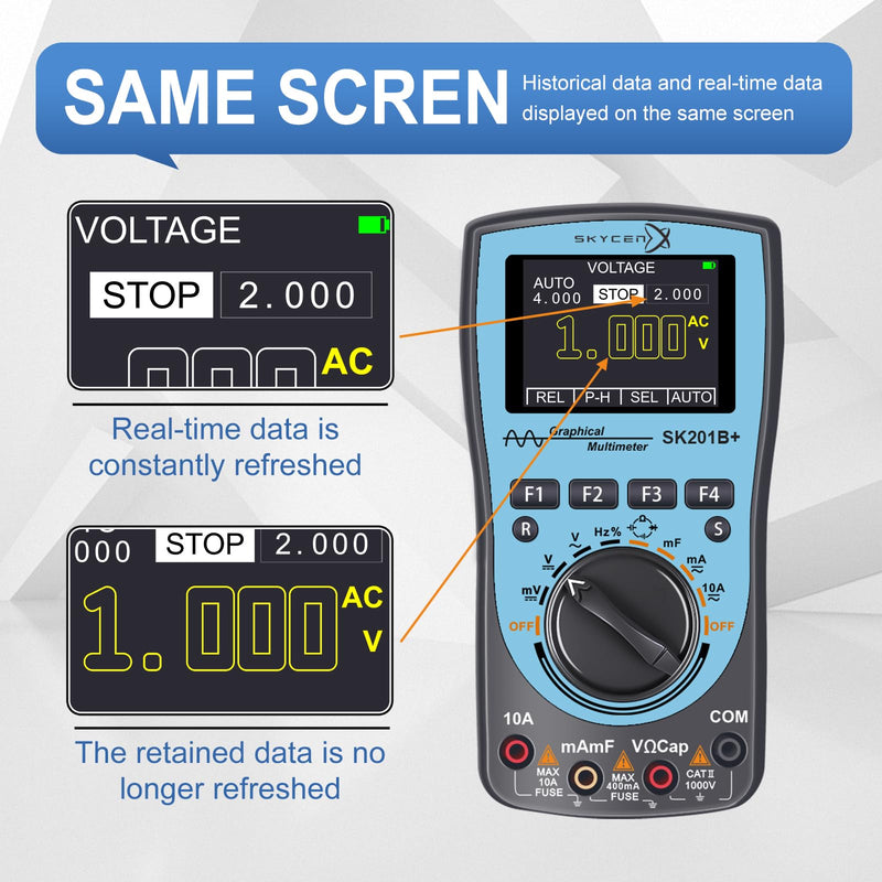 [Australia - AusPower] - SK201B+ Intelligent Graphical Digital Oscilloscope Multimeter 2 in 1 with 2.4 Inches Color Screen 1MHz Bandwidth 2.5Msps Sampling Rate for DIY and Electronic Test 