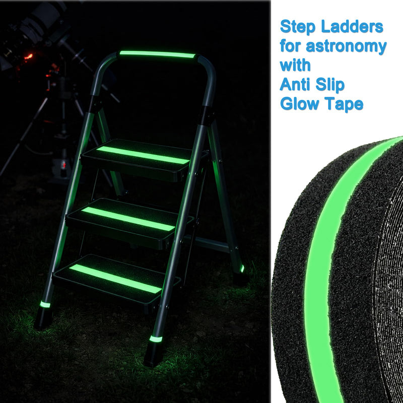 Anti Slip Tape with Glow in Dark, 2 inch x16.4ft Anti Slip Grip Tape for Stairs, Floors, Decks, Bathrooms & Outdoors, Waterproof PVC Non Skid Safety Tape with Glow at Night 2 inches (width) x 16.4 feet (length)