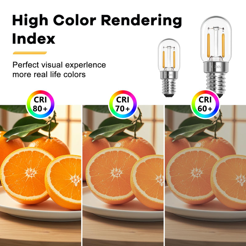 LED Light Bulb E14 Warm White 1 W 230 V, Fridge Light Bulb LED T22 E14 Warm White 2700 K, Replacement 10 W-15 W Halogen Bulb, Not Dimmable, for Night Light, Salt Lamp, Chandelier, Sewing Machine, Set 1 W Warm White