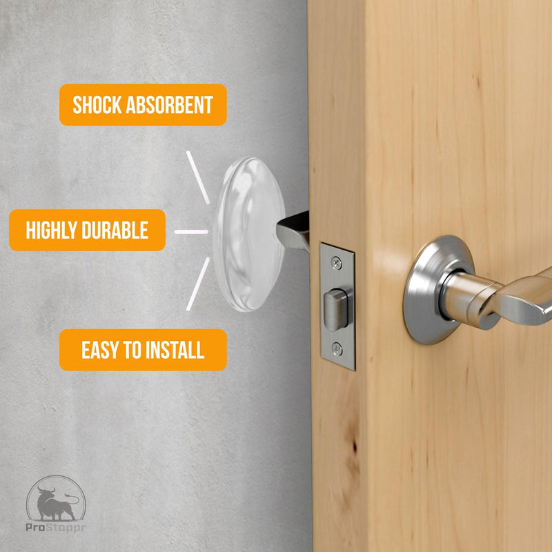 [Australia - AusPower] - Door Stoppers for Wall 2" (8 Pieces) - Self Adhesive & Discreet Door Knob Wall Protector - Quiet Door Bumper with Strong Back Adhesive - Rubber Door Stops - Shock Absorbent Door Handle Stopper 8 Pieces Clear 