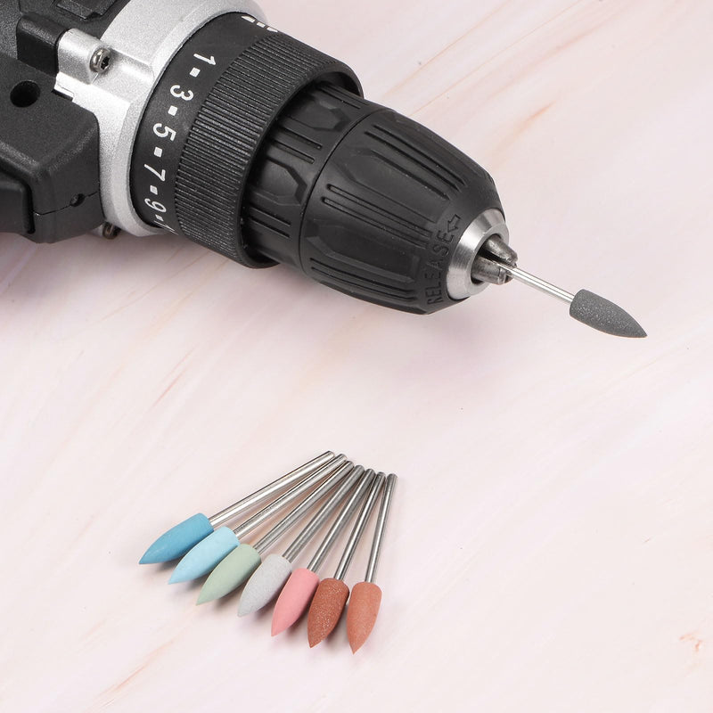 sourcing map Set of 6 Sanding Pins 6 mm Grain 150 Grinding Attachment Pointed Grey | Professional polishing accessories, for cordless screwdrivers, handle diameter 2.35 mm, for grinding polishing