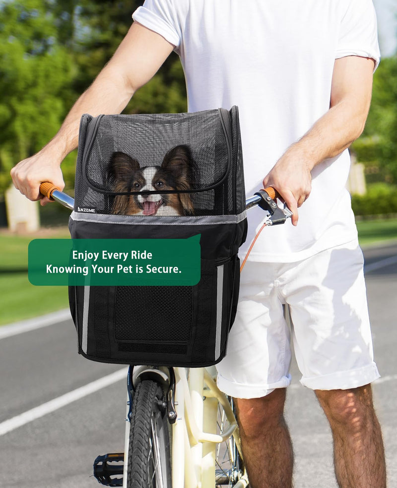 [Australia - AusPower] - ANZOME Bike Basket Cover, Removable Full Zip Opening Dog Bike Basket Cover, Easily Put in & Take Out Breathable Net for Maximum Basket 12.9”L*8.6”W (Basket not Included) No Aluminum Frame Required 
