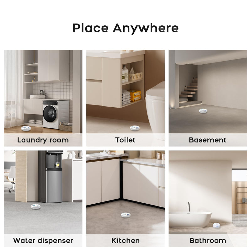 [Australia - AusPower] - PGST WiFi Water Leak Detectors,Wireless Water Leak & Drip with 100dB Adjustable Alarm,for Smart Life Tuya APP Control & Instant Alerts,for Basement, Bathroom,Laundry,Kitchen,Sink,2.4G WiFi Only 