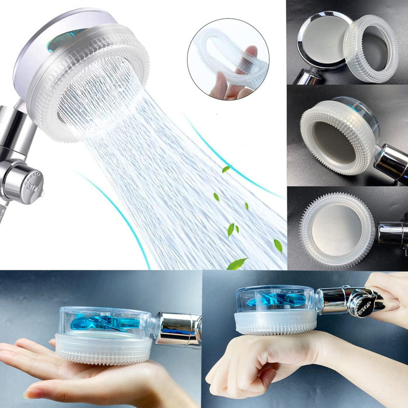 Upgraded High Pressure Vortex Propeller Handheld Shower Head Kit with Spare Accessories, 3 Spray Panels for Multiple Shower Modes Modern Upgrade Blue Set