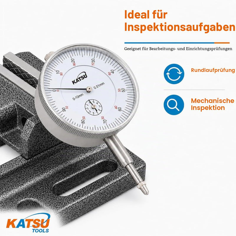 Katsu Dial Gauge Gauge 0-10mm 0.01mm Accuracy Metric Gauge Gauge High Precision Instrument Tool 401120