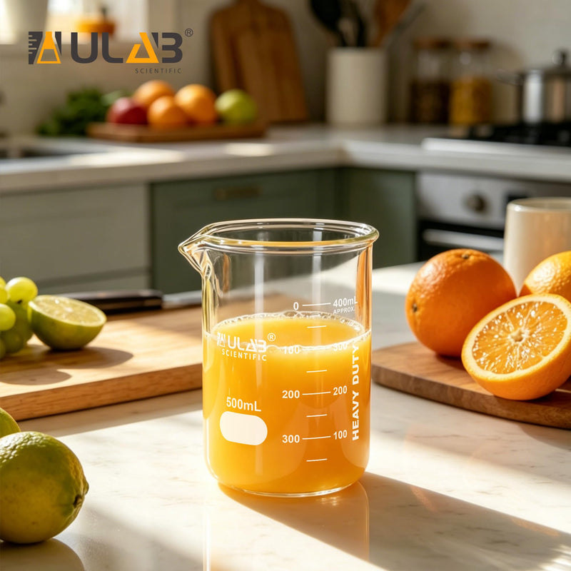 ULAB Scientific Glass Beakers, Vol. 1000ml, 3.3 Borosilicate Griffin Low Form with Printed Graduation, Pack of 2, UBG1017 Vol.1000ml,Pack of 2