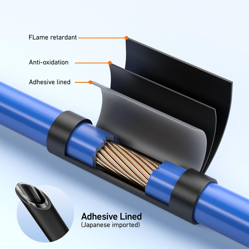 [Australia - AusPower] - TKDMR 446 Pcs Heat Shrink Tubing Kit - 4:1 Ratio Adhesive Lined, Marine Grade Shrink Wrap - Industrial Heat Shrink Tubing,Black 1.75" Length 