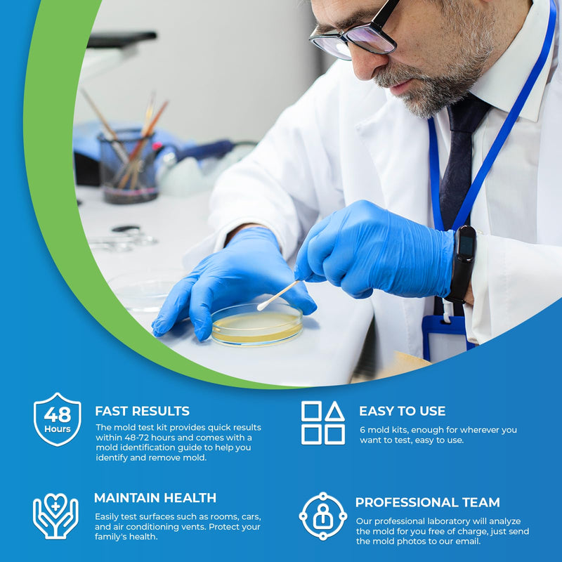 [Australia - AusPower] - Mold Test Kit for Home - 6 PCS DIY Mold Detector with Detailed Identification Guide, Perfect for Air Quality Tester & Black Mold Testing Kit in HVAC Systems & Home Surfaces 