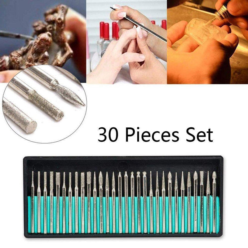 [Australia - AusPower] - Diamond Burr 30pcs 2.35mm End Mills for Glass Gemstone Metal 