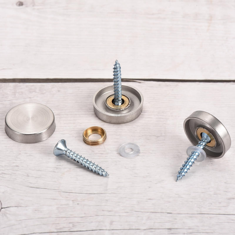 [Australia - AusPower] - uxcell 12 Pcs Screw Covers Caps, 304 Stainless Steel Mirror Screws Decorative Caps Cover Nails, Mirror Screws Fasteners for Sign Advertising Hardware Construction, 30mm Diameter, Silver 