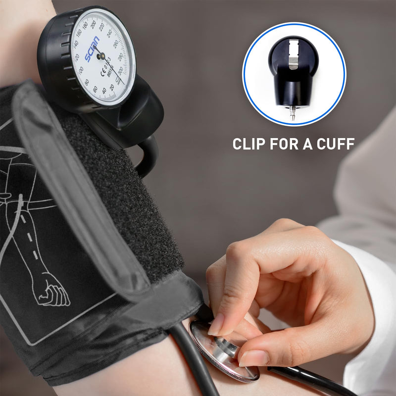 [Australia - AusPower] - SCIAN Aneroid Sphygmomanometer - Manual Blood Pressure Cuff with D-Ring Universal Cuff 10-16"", Carrying Bag for Nurse Doctor Senior Adult(Black, Stethoscope Not Included), Large 