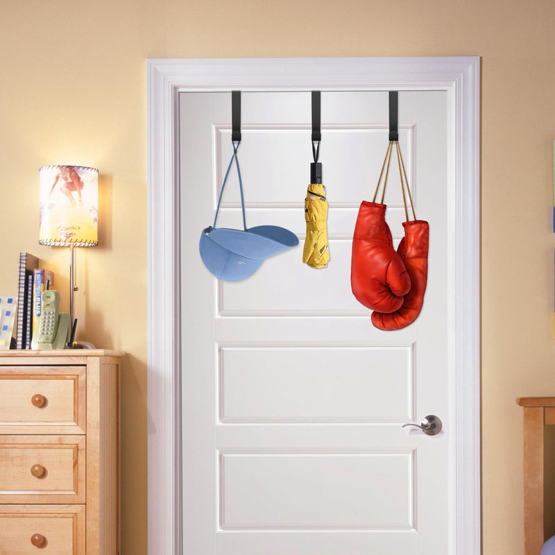 [Australia - AusPower] - 10pcs Over The Door Hooks - Sturdy & Stylish Organizer for 40lbs - Ideal for Bedroom Essentials, Towels & Clothes Hanger, Wreath Door Hanger - Black 