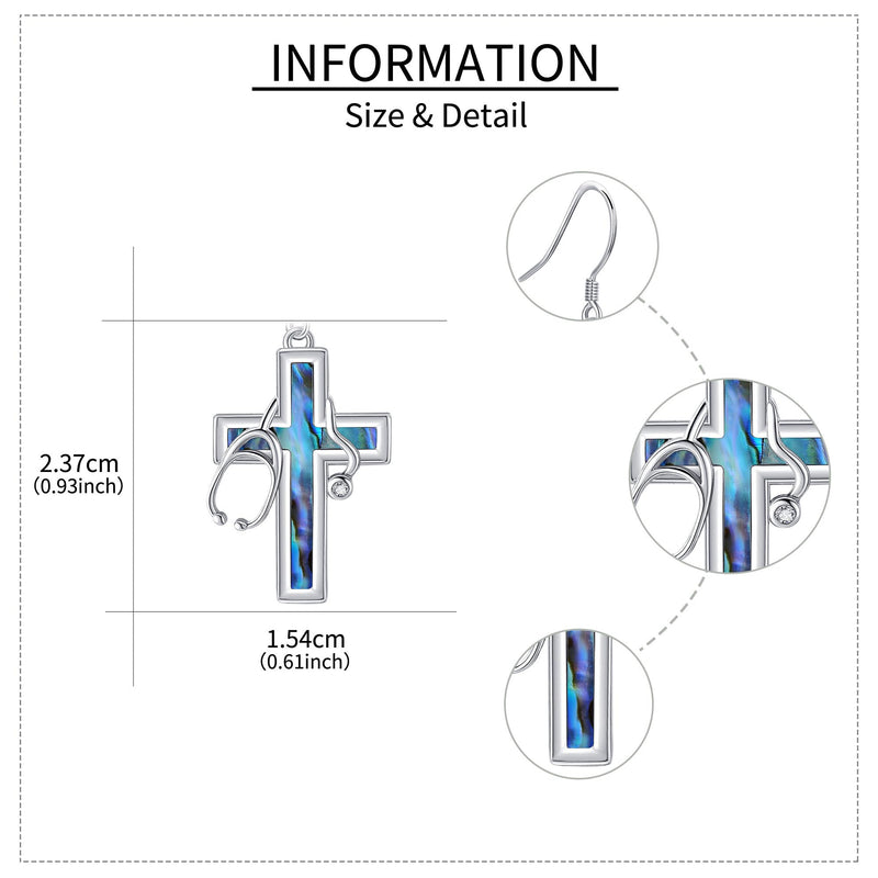 [Australia - AusPower] - MONGAS Cross Praying Hands Faith Stethoscope Earrings Sterling Silver Cross Praying Hands Faith Stethoscope Dorp Dangle Earrings Religion Christian Catholic Jewelry Gifts for Women 