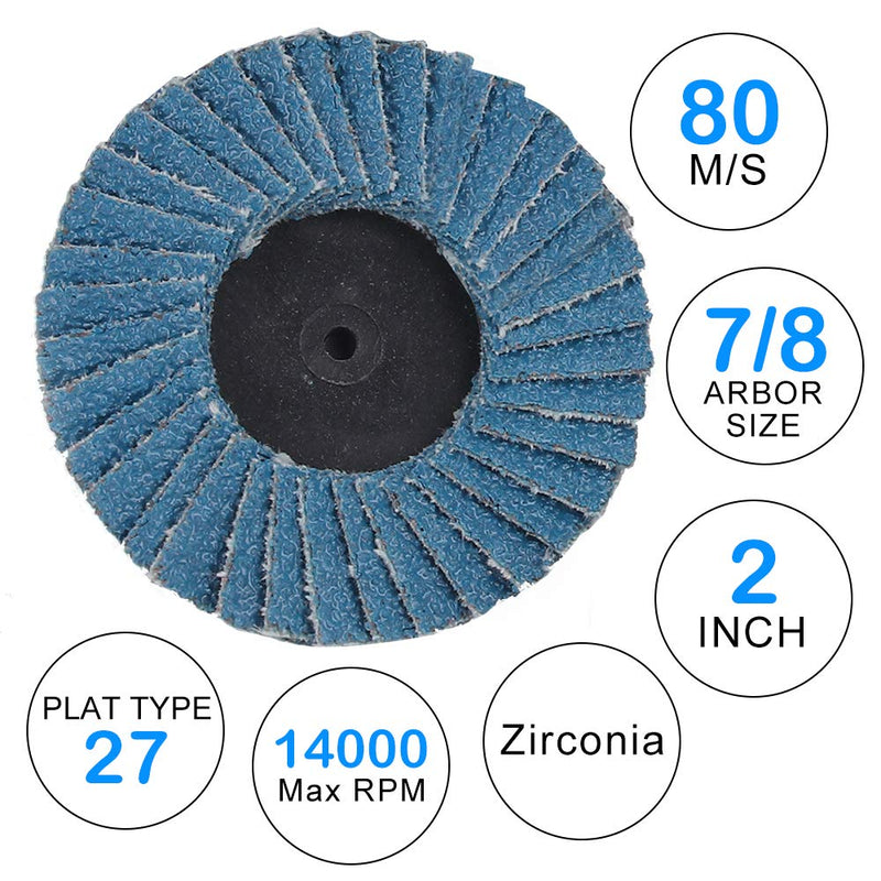 [Australia - AusPower] - Titoe 24 PCS 2 inch Flap Disc(40 Grits)，T27 Zirconia，Grinding Sanding Sandpaper Wheels with 1/4 inch Holder- Auto Repair.Metal DIY,Repair,Grinding.Removing Paint, Burrs, Rust, Etc. 40Grit 