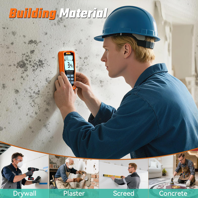 [Australia - AusPower] - Pinless Moisture Meter for Walls and Wood,Non-Destructive Moisture Detector for Drywall, Concrete & Flooring, Rechargeable Digital Moisture Tester MT35 