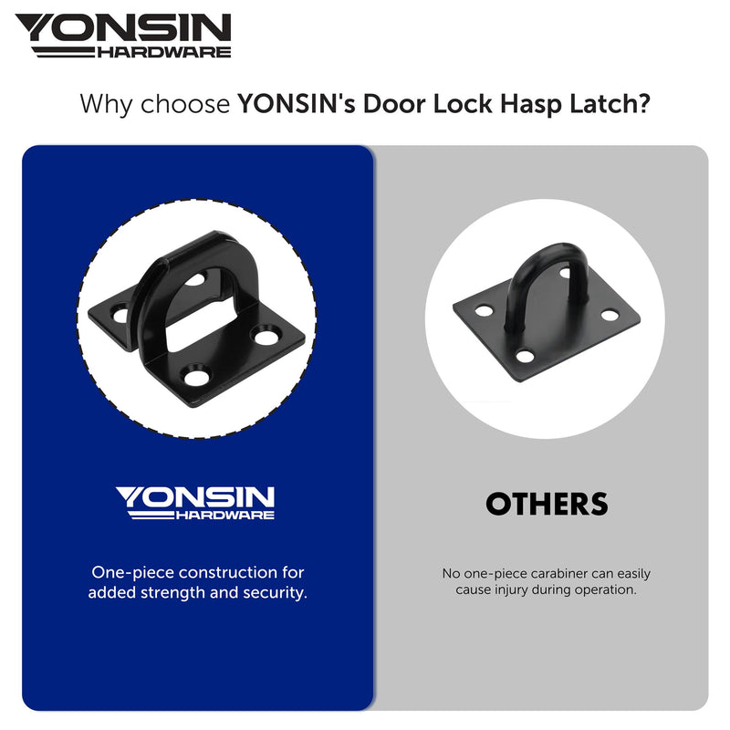 [Australia - AusPower] - 7-1/2" Door Padlock Safety Hasp Latch Heavy Duty, Door Hasp Clasp Lock Gate Shed Hasp Latch Lock for Door Window Fence Gate Barn, 304 Stainless Steel, Thickness 1/8”, Black, 1 Pack 7-1/2 Inch 