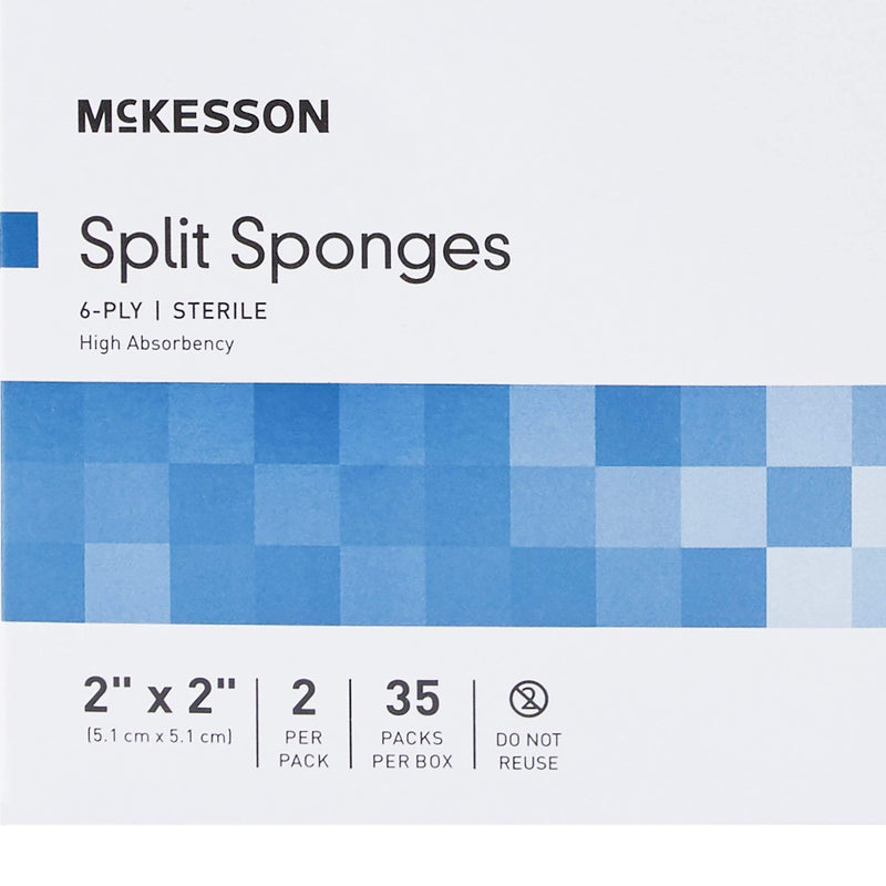 [Australia - AusPower] - McKesson Split Sponges, 6-Ply Sterile, I.V. and Tracheostomy Dressings, Polyester/Rayon Blend, 2 in x 2 in, 2 per Pack, 1 Pack 2 X 2 Inch ( 70 ct) 