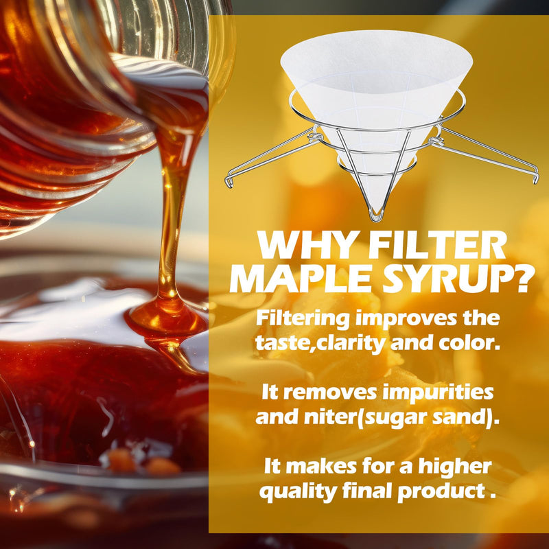 [Australia - AusPower] - Tandefio 16 Pcs Maple Syrup Filter Set 1 Maple Syrup Filter 15 Cloth Filter Cones Deep Fryer Oil Filter Stand Non Woven Filter Cone Cooking Oil Filter for Maple Syrup Making and Oil 