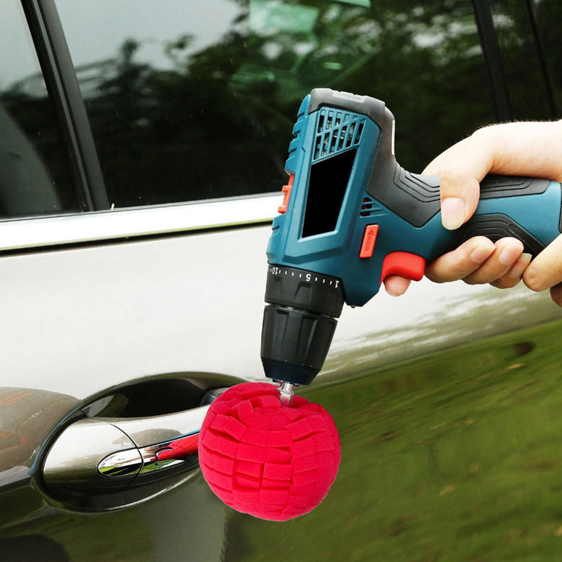 Linkstyle 6PCS Car Wheel Hub Drill Buffing Sponge Pads Kit, 3 inch Shank Polishing Pads for Wheel Hub Cleaning, Auto Cone Metal Polish Buffing Polishing Ball