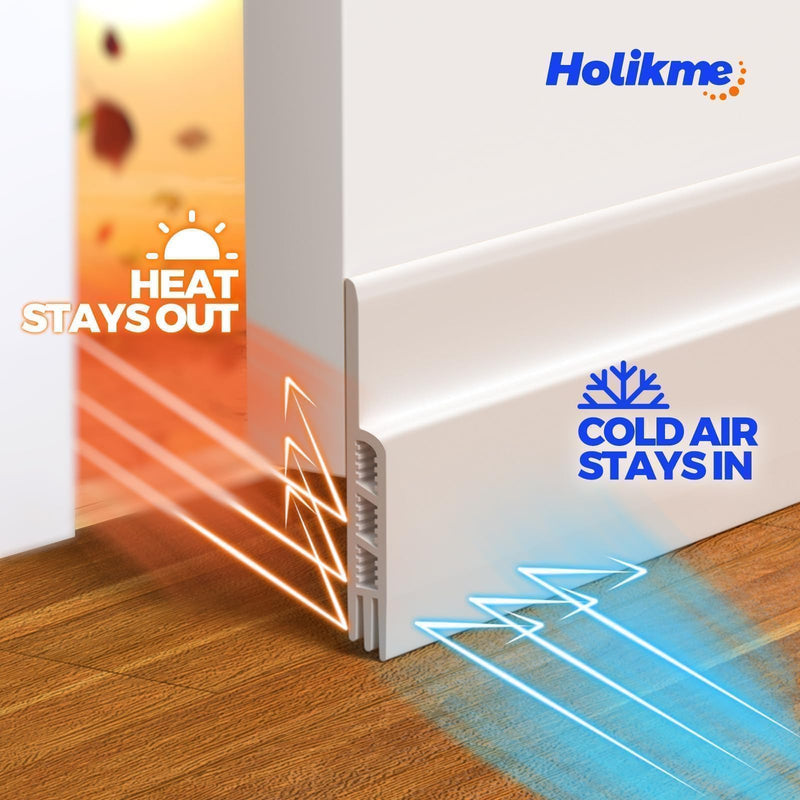 [Australia - AusPower] - Holikme 2 Door Draft Stopper Under Door Draft Blocker Insulator Door Sweep Weather Stripping Noise Stopper Strong Adhesive White 37 inch 