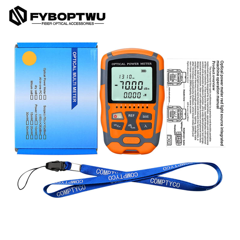 [Australia - AusPower] - 2pcs 4 in 1 Function Visual Fault Locator & OPM Portable Optical Power Meter (FC/SC/ST) & RJ45 Network Test & LED Lighting, Portable Fiber Optic Tester, Range: (-70) dBm ~ (+10) dBm OPM & VFL-10 2 