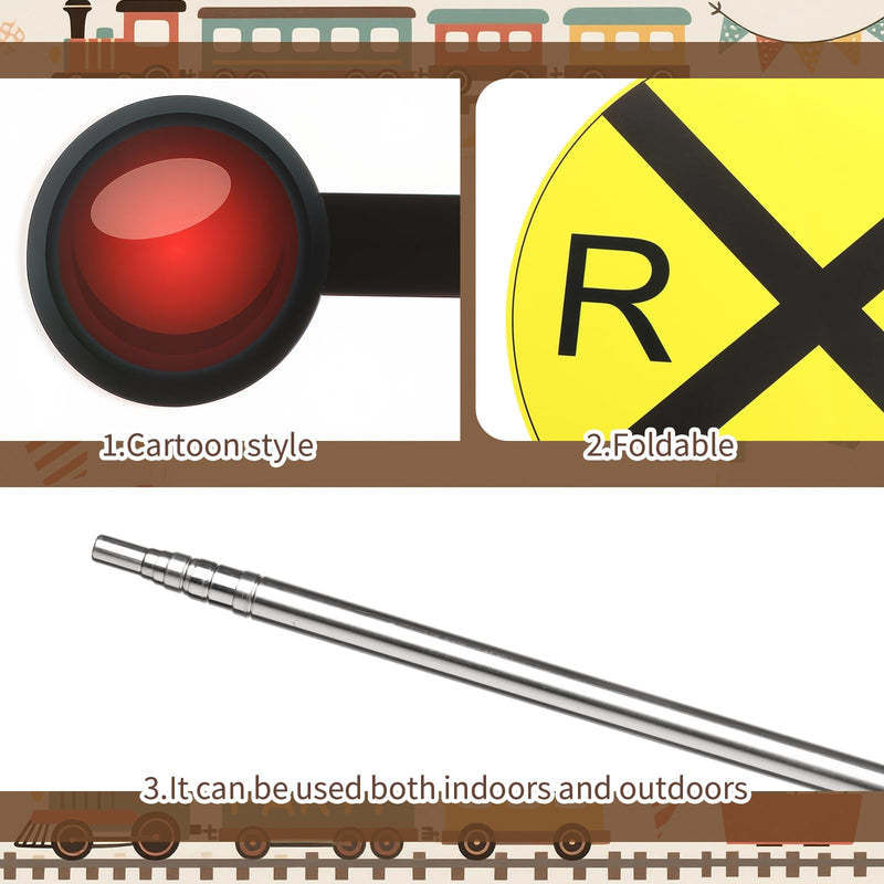 Reallnaive Express Train Party Decorations 79-87 Inch Railroad Crossing Sign Traffic Crossing Sign for Train Theme Wild West Western Birthday Cowboy Party Decor Supplies
