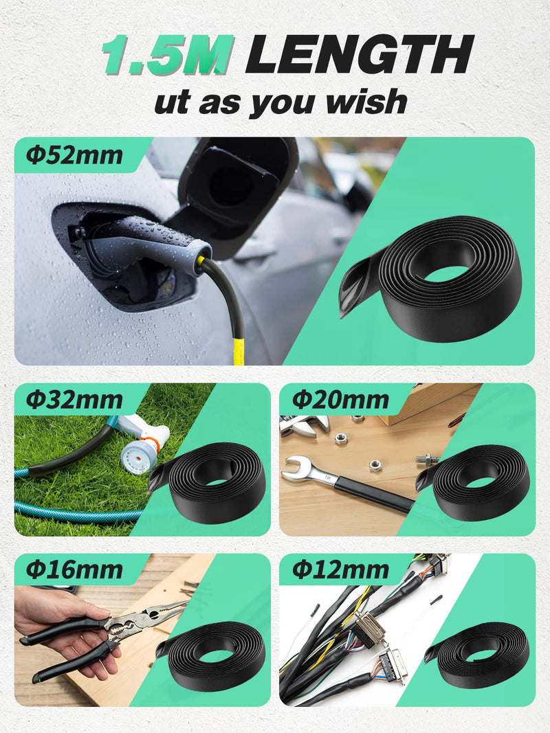 4:1 Heat Shrink Tubing - Diameter 12 mm & 1.5 m Length, Heat Shrink Tube Sold by the Metre, Waterproof, Insulating Tape, and Cable Connecting Heat Shrink Tubing, 5 Diameter Options (Black) Ø12mm & 1.5m