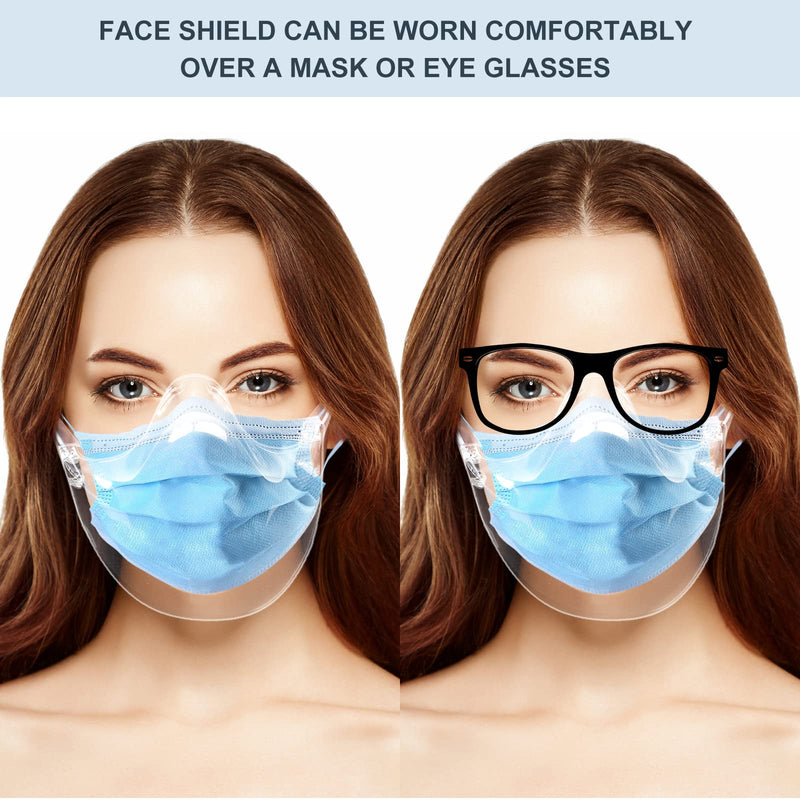 5PCS Transparent Face Shield, Lightweight Anti-Fog Protective Face Mask, Sturdy Breathable Visible Expression Face Mask, Plastic Reusable Washable Clear Face Shield for Men and Women 5 Count (Pack of 1)