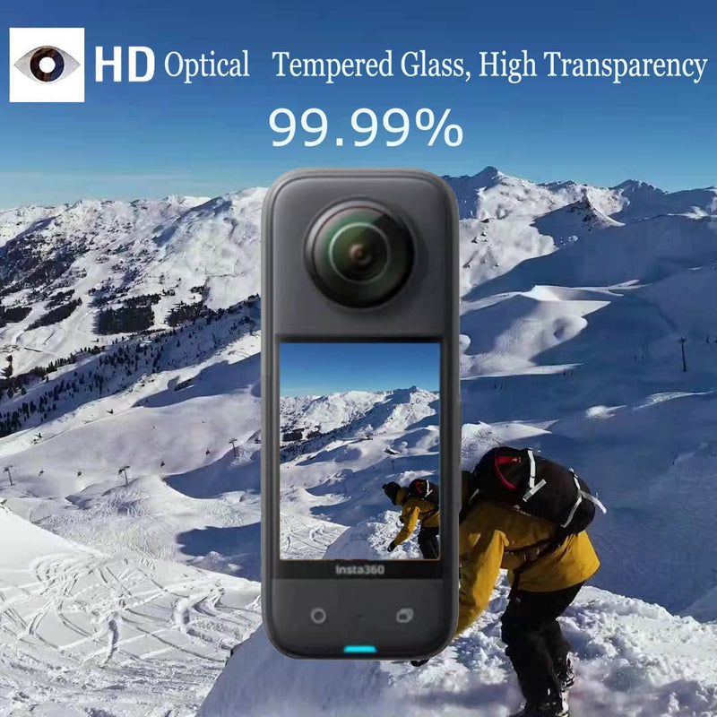[Australia - AusPower] - Sticky Lens Guard Set Silicone Case Screen Protector for Insta360 X3 X 3 Accessories Kit Anti-scratch Tempered Glass Protective Film Soft Bag Sleeve Cover 