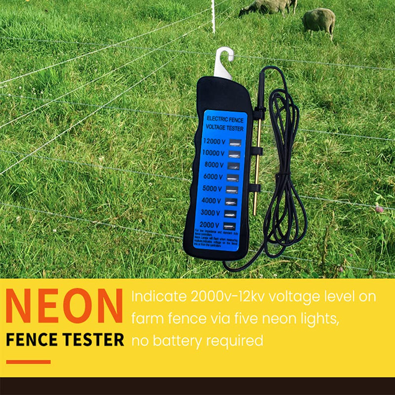 [Australia - AusPower] - Electric Fence Voltage Tester, 12KV Fence Tester 8 Neon Indicator Lights/Fence Tester for Farms 