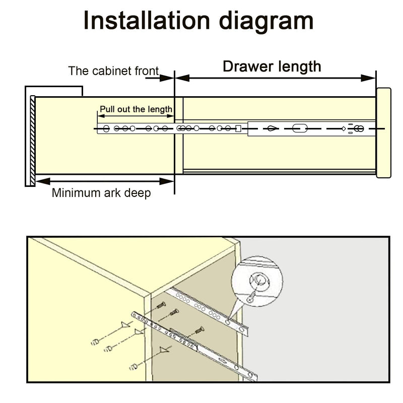 [Australia - AusPower] - Yoohey Metal 12 inch Drawer Slides, Ball Bearing Two Way Slide Track Rail 0.7 inch Wide 1 Pair 12" - 1Pair 