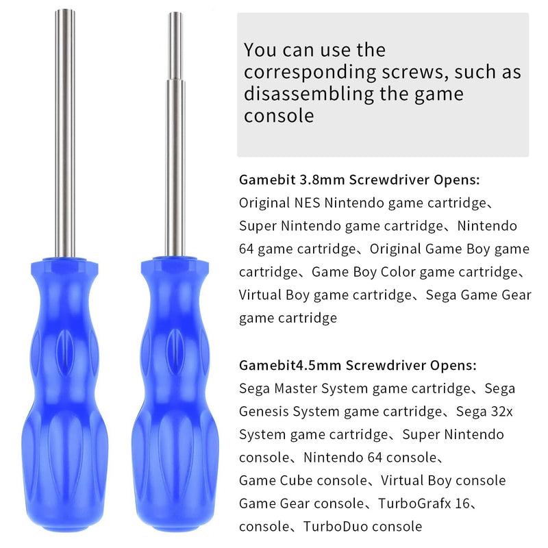 [Australia - AusPower] - Gamebit Screwdriver Set, Security Screwdriver Bit Set 3.8mm and 4.5mm Security Screwdriver Perfect fit for Virtual Boy, Opening Nintendo, Sega Consoles and Game Cartridges - Blue 