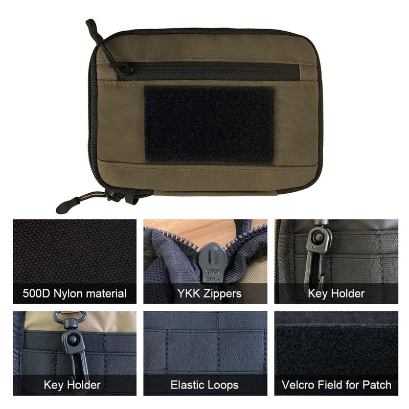 ROARING FIRE Picofire Pro EDC Pouch Organizer - Small Tool Pouch for Electronics, Cables, Flashlights,Multitool - with YKK Zippers, Water-Resistant 500D Nylon, Pocket pouch for men fde