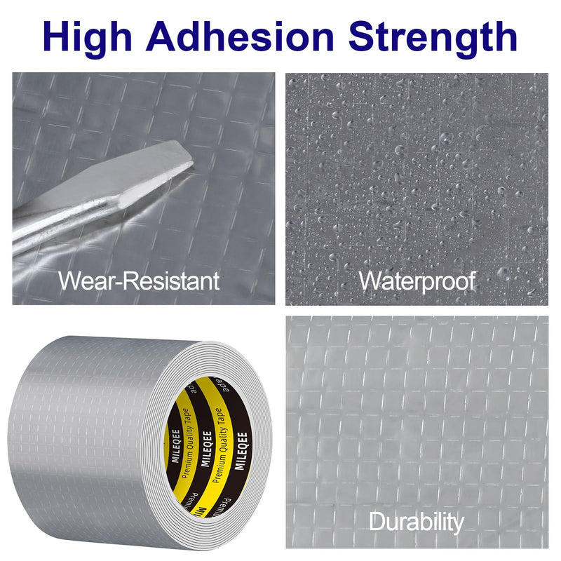 Butyl Sealant Tape Waterproof Aluminum Foil, Joist Tape for Decking 4 Inch, Super Sticky, Repair Roof Leak, Sealing Awning Crack, Patching Deck Flashing, All Weather Permanent 16.4FT Silver 4 Inch x 16.4 Feet