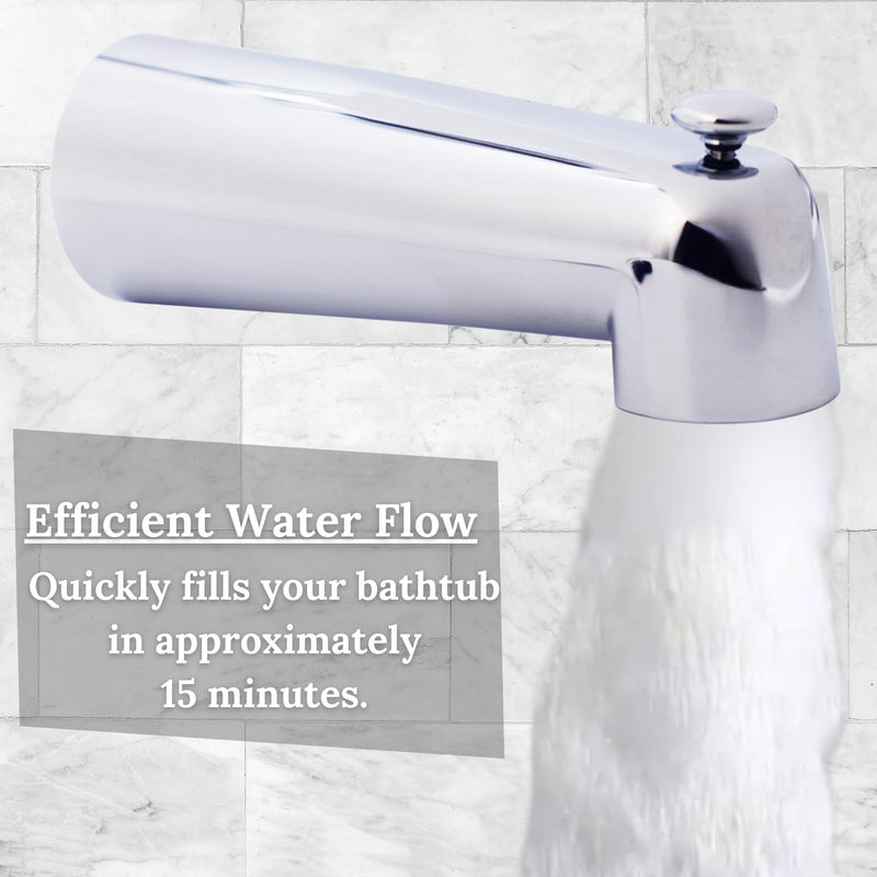 Westbrass A507D-1F-26 A507D-1F 7" Reach Wall Mount Tub Spout with Diverter, Polished Chrome