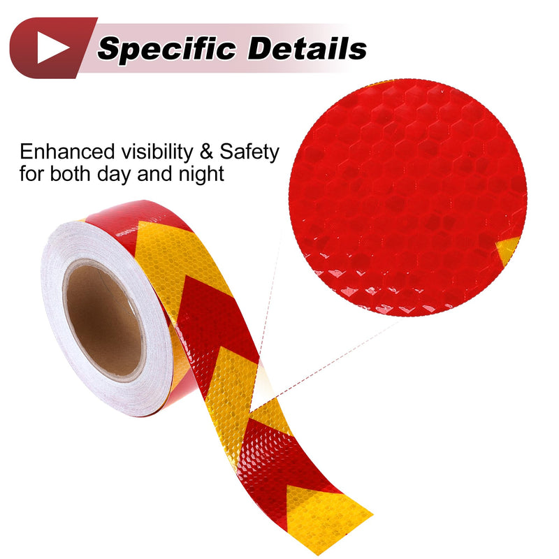 1 Pcs Safety Warning Reflective Tape Increased Visibility Reflective Strips 82.02ftx1.97" Red,Yellow PVC