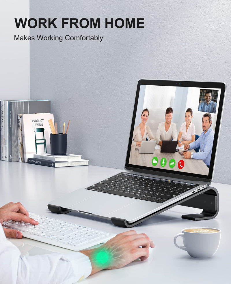 [Australia - AusPower] - Soqool Laptop Stand for Desk, Ergonomic Detachable Laptop Riser, Aluminum MacBook Stand, Compatible with 12-17'' All Laptops Such as MacBook Pro/HP/Dell/Lenovo, Black 