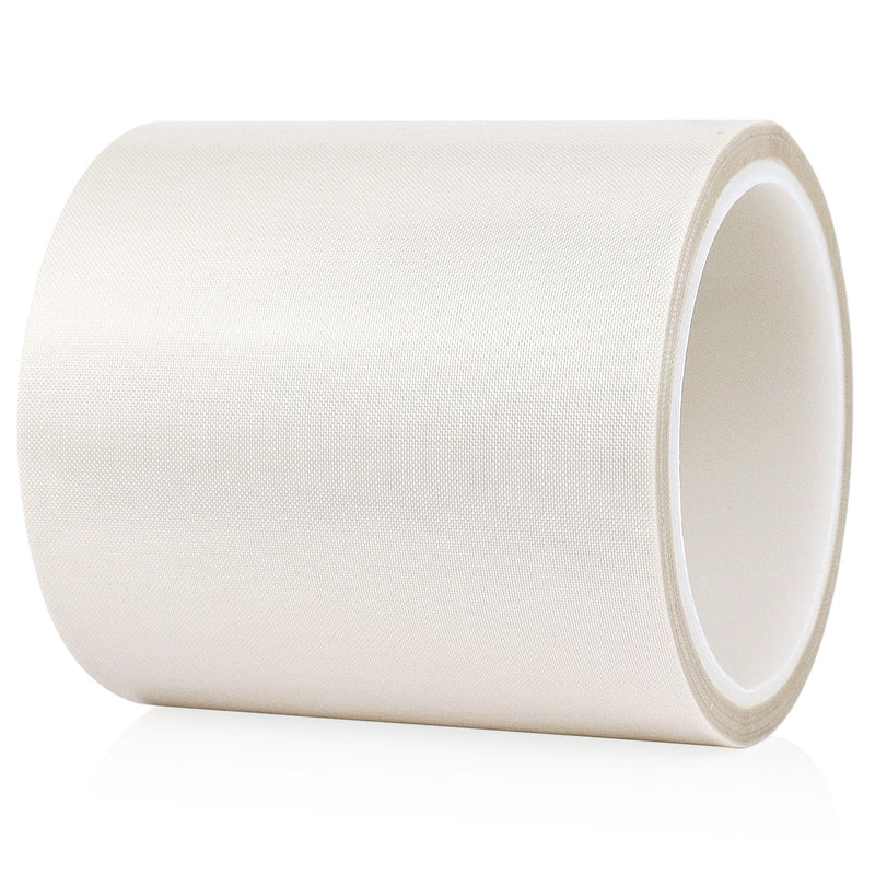 BOMEI PACK White PTFE Teflonn Glass Cloth Tape, 4inch x 33ft High Temperature Tape Fiberglass Adhesive, Heat Resistant for Fabric,High-Speed Sealing Machine,Vacuum Sealer Machine,1 Pack