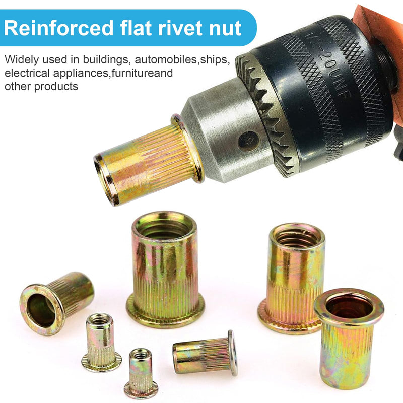 [Australia - AusPower] - Rivet Nuts, 50 Pieces 5/16"-18, Rivet Nut, Carbon Steel Flat Head Rivnut Threaded Insert Nut, Knurled Body Nuts 50PCS-5/16" 
