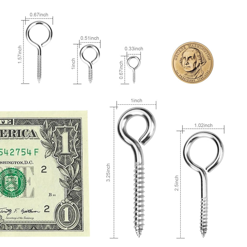 [Australia - AusPower] - 50PCS 1 inches 304 Stainless Steel Eye Screws, Heavy Duty Screw, Eye Hooks Screw Eye Bolts Eye Hooks Screw, Indoor & Outdoor 50pcs-1inch 