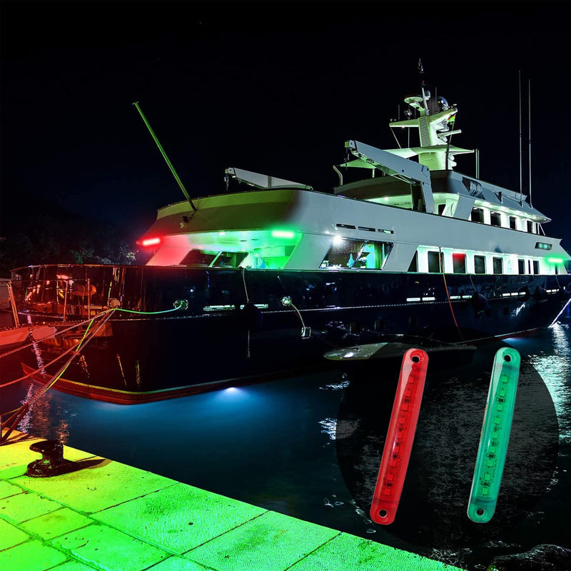 8Pcs Boat Navigation Lights, Stern Lights for Boats, Marine Led Lights for Boat Light Bow and Stern, LED Safety Lamps for Yacht Fishing Pontoon Boat Sailboat Kayak Bass Boat Vessel(Red & Green) 4X Red & 4X Green
