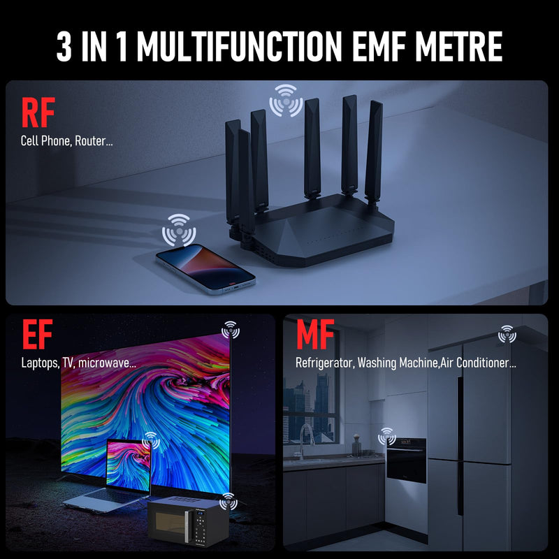 [Australia - AusPower] - YOJOCK EMF Meter 3-in-1 Radiation Meter and Radiation Detector with Data Hold and Maximum Value Memory, Measures EMF, RF, MF, WiFi and Electrosmog, for Home and Outdoor, Red 