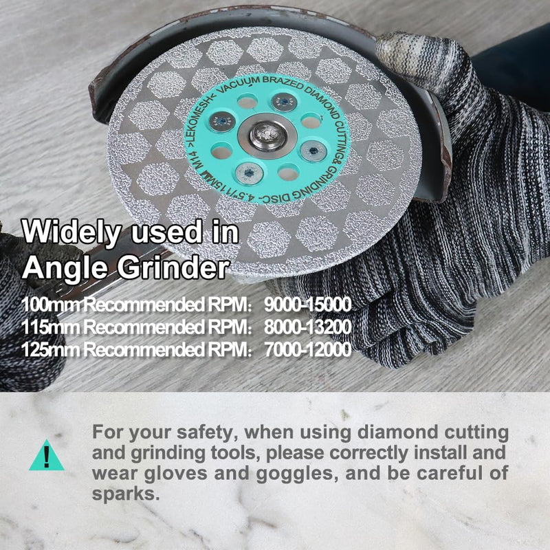[Australia - AusPower] - 4.5" Diamond Blade for Angle Grinder – Vacuum Brazed Double-Sided Cutting & Grinding Wheel, No-Chip Tile Blade for Porcelain, Granite, Marble & Concrete – Stable, Fast Cutting,5/8-11 Thread 4.5 Inch 1 